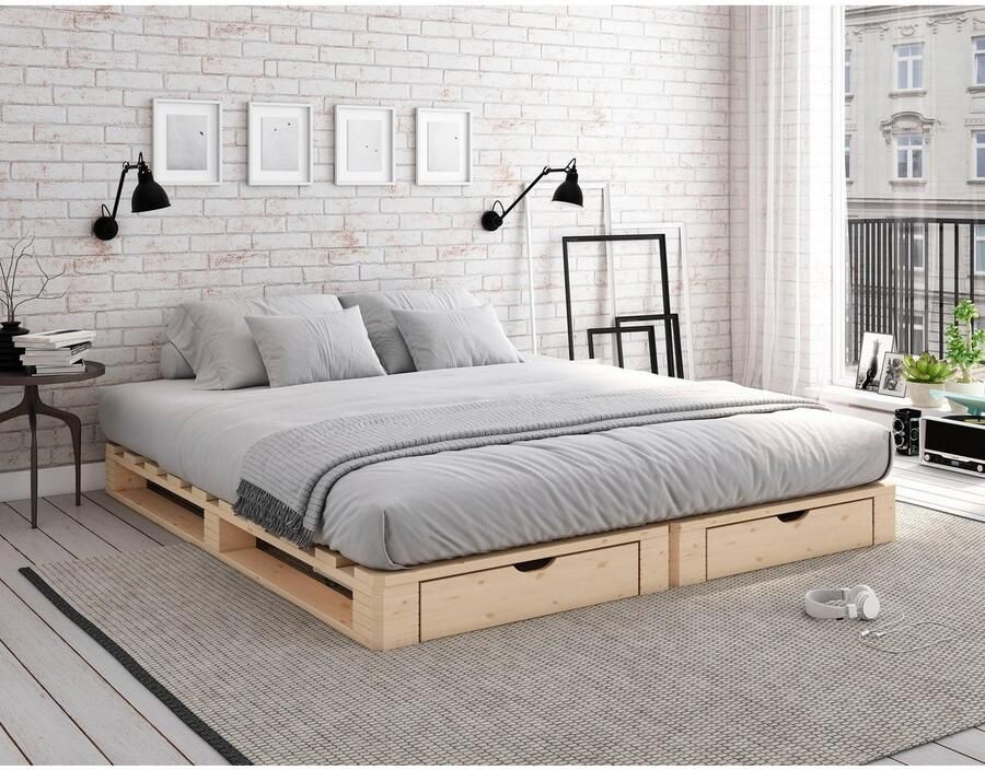 Home affaire Palletbed "ALASCO" BESTSELLER! Met lade gecertificeerd massief hout uit te breiden tot tweepersoons- of familiebed - Foto 2