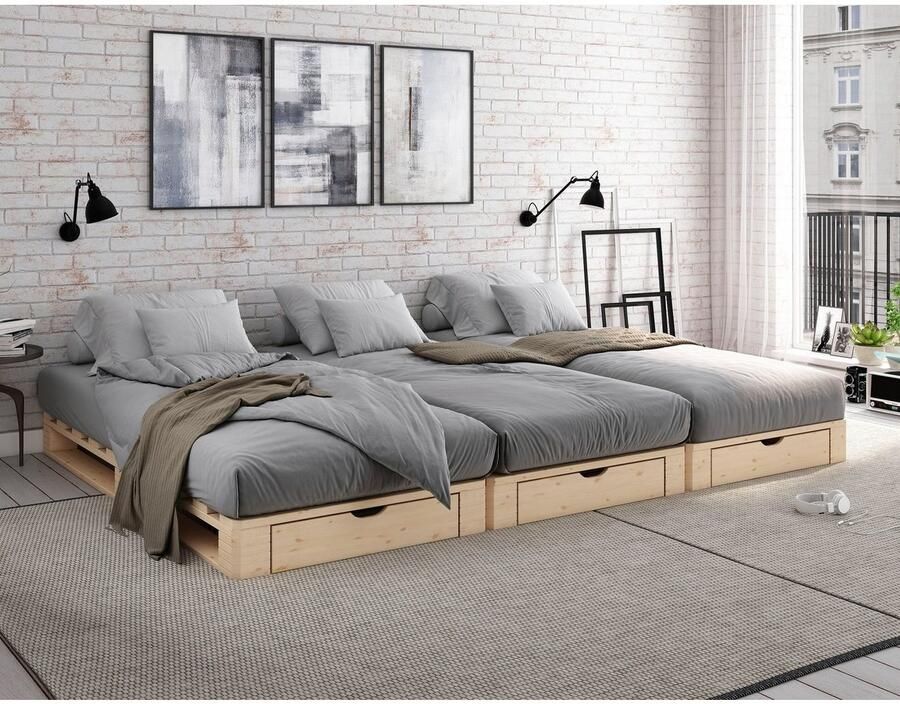 Home affaire Palletbed "ALASCO" BESTSELLER! Met lade gecertificeerd massief hout uit te breiden tot tweepersoons- of familiebed - Foto 3