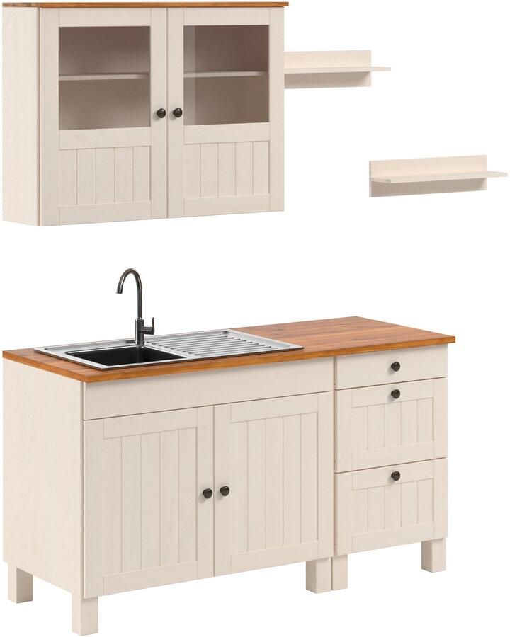 Home affaire Pantry keuken Alby2 Breedte 150 cm massief grenen zonder elektrische apparaten - Foto 2