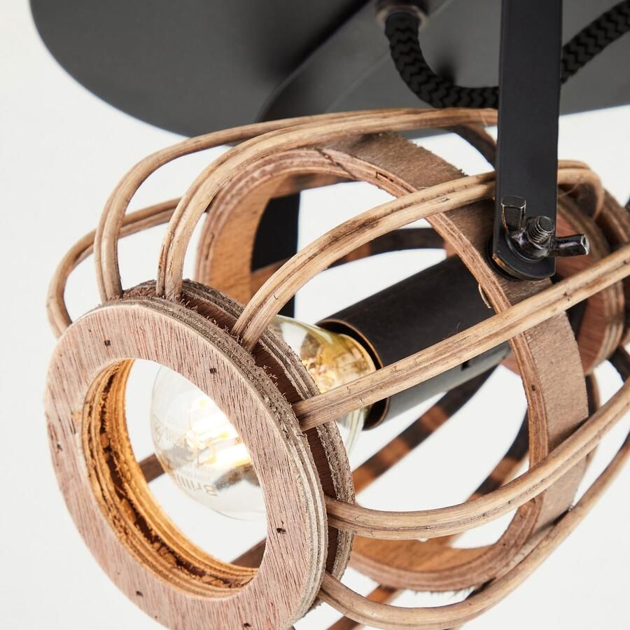 Home affaire Plafondlamp Grazay 4-vlamig spotbalk 72 cm breed draaibaar kappen van rattan (1 stuk) - Foto 2