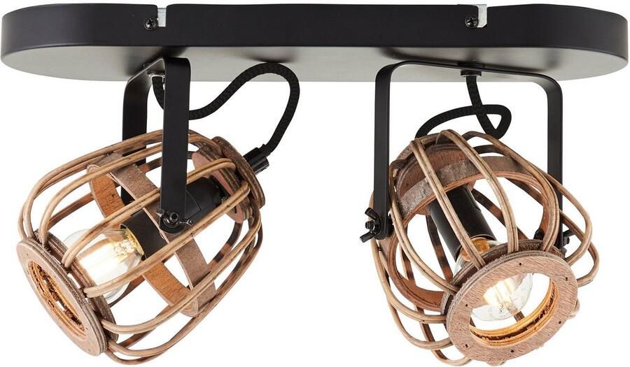 Home affaire Plafondlamp Grazay Spotbalk 2-vlamig draaibare plafondspot kappen van rattan - Foto 3