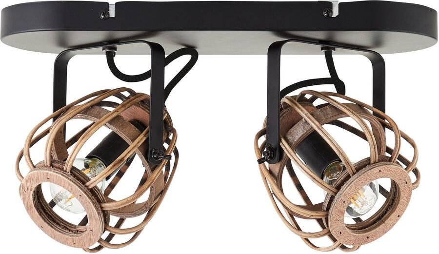 Home affaire Plafondlamp Grazay Spotbalk 2-vlamig draaibare plafondspot kappen van rattan - Foto 4