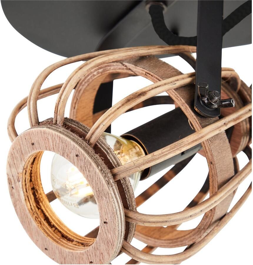 Home affaire Plafondlamp Grazay Spotbalk 2-vlamig draaibare plafondspot kappen van rattan - Foto 2