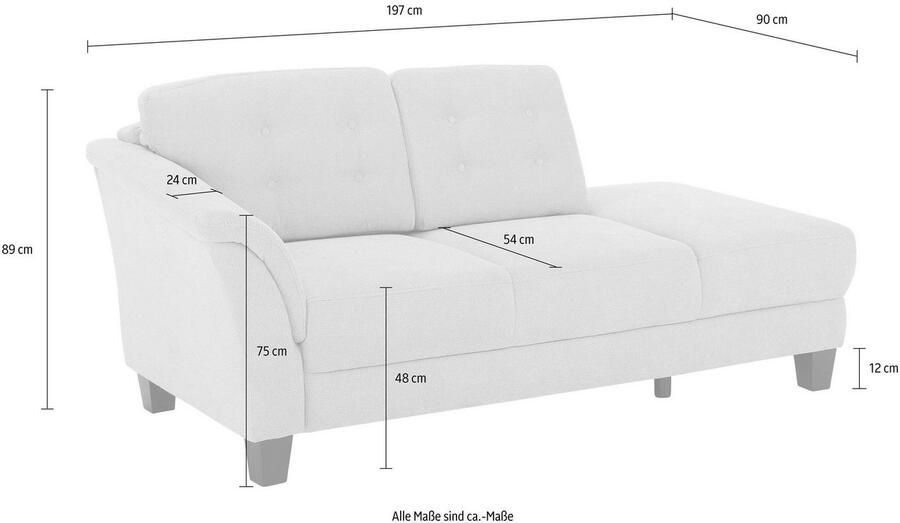 Home affaire Récamier Trondheim vrijstaand met binnenvering capitonnage achter poten van beukenhout - Foto 2