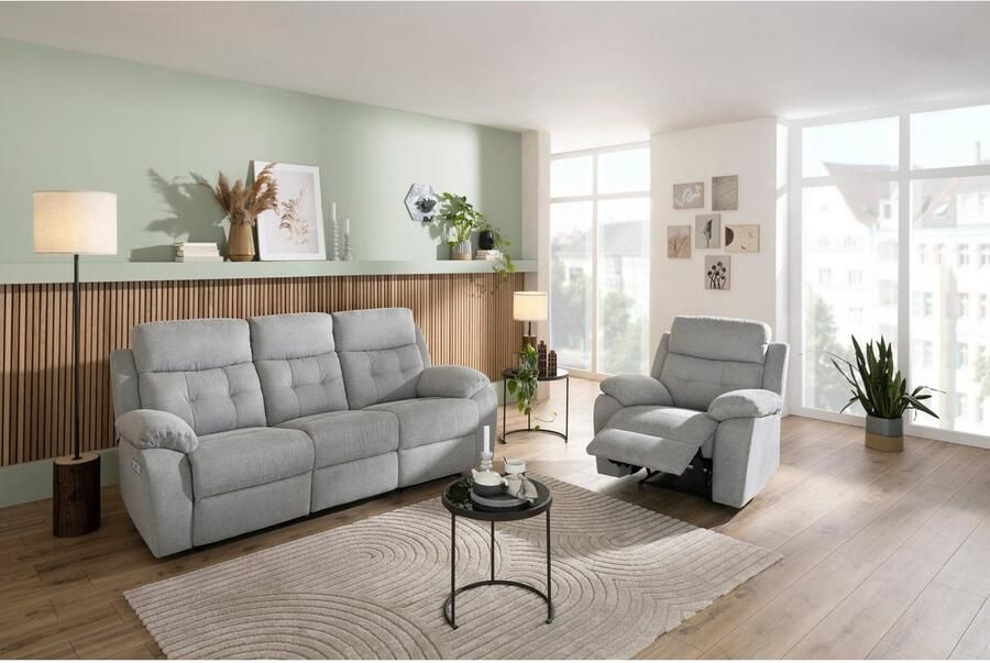 Home affaire Relaxfauteuil Lannilis met ligfunctie tv-stoel met handmatige of elektrische relaxfunctie lichtgrijs - Foto 5