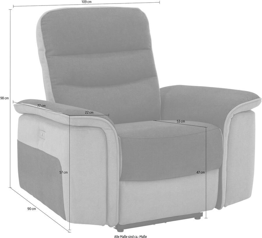 Home affaire Relaxfauteuil Maldini TV-stoel met elektrische relaxfunctie en usb-stekkeraansluiting breedte 109 cm - Foto 4