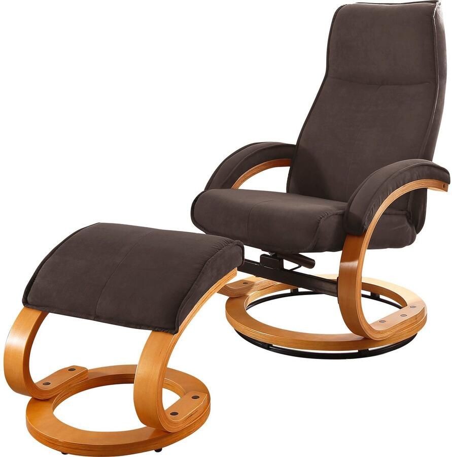 Home affaire Relaxfauteuil Paris tv-stoel met poef en handmatige ligfunctie (set 2 stuks)