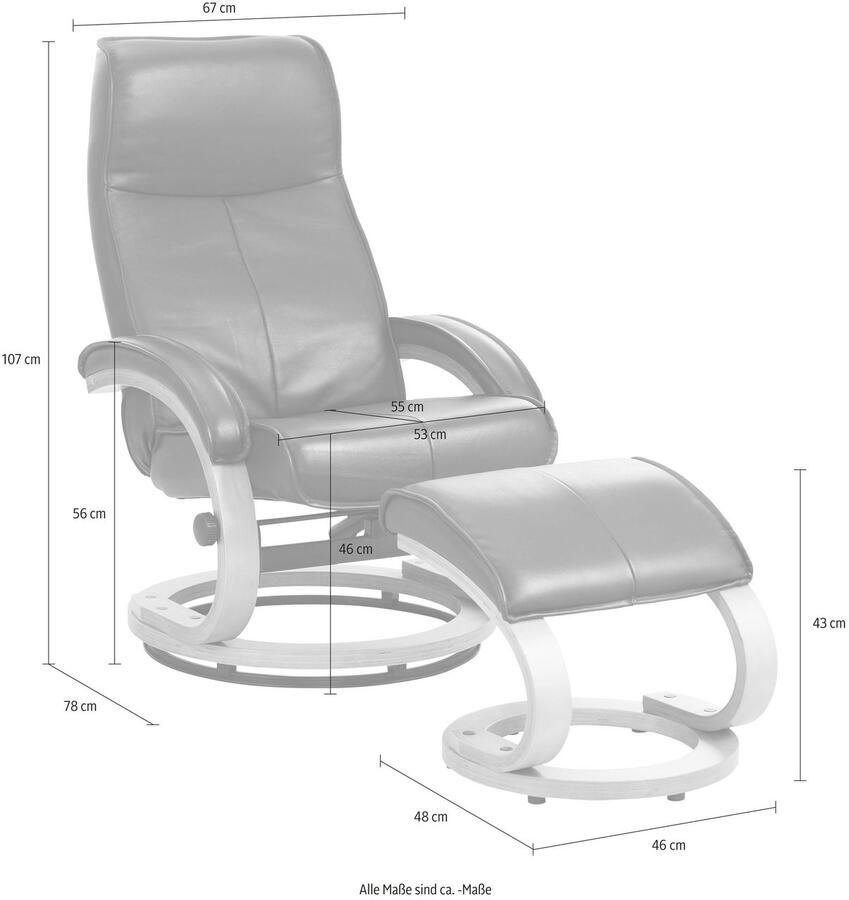 Home affaire Relaxfauteuil Paris tv-stoel met poef en handmatige ligfunctie (set 2 stuks)
