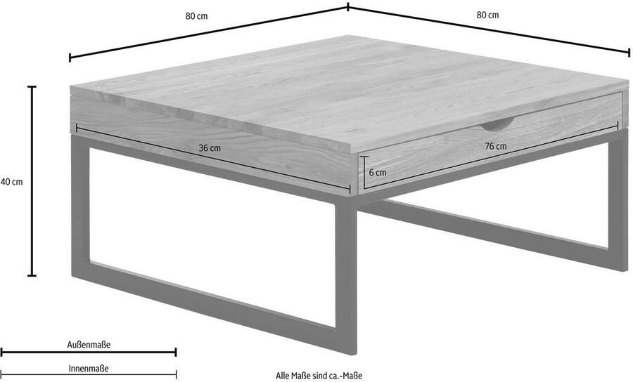 Home affaire Salontafel BETULA gecertificeerd massief hout (eiken) in 3 verschillende kleurvarianten - Foto 5