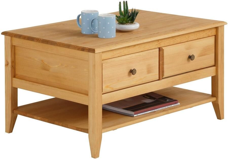 Home affaire Salontafel Leonis Breedte 89 cm met lades en legplank van massief grenen - Foto 8