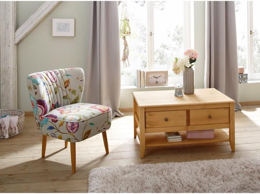 Home affaire Salontafel Leonis Breedte 89 cm met lades en opbergplank massief grenen FSC - Foto 6