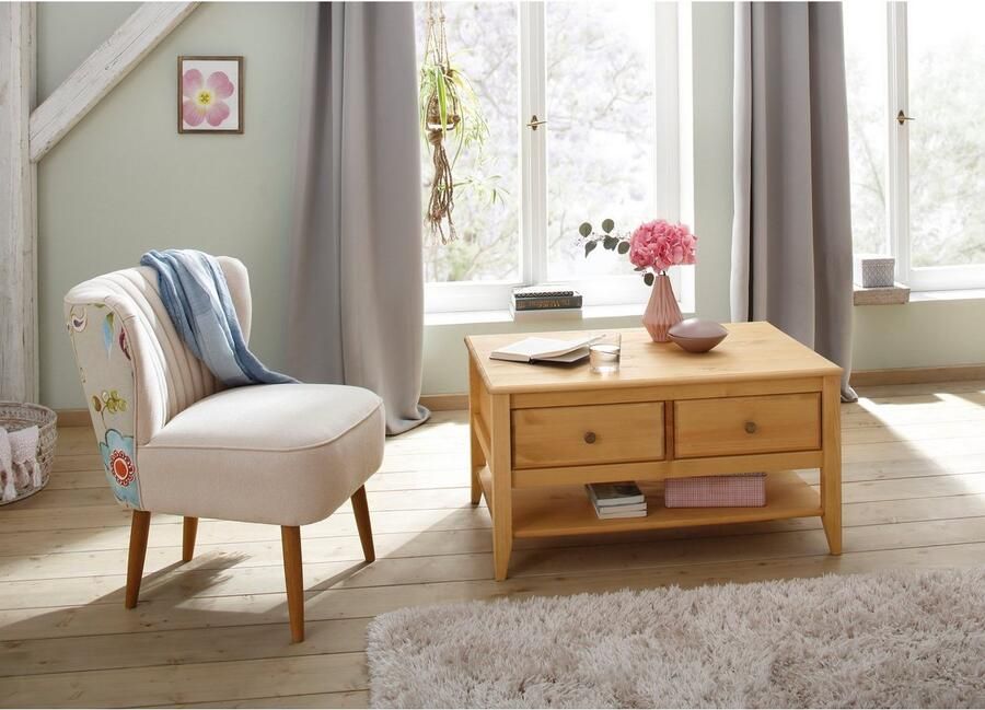 Home affaire Salontafel Leonis Breedte 89 cm met lades en opbergplank massief grenen FSC - Foto 7