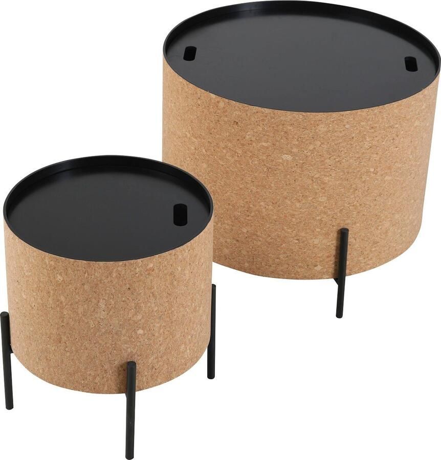 Artistiq Living Salontafel Haywood Kurk Set van 2 stuks Hout Rond - Foto 4