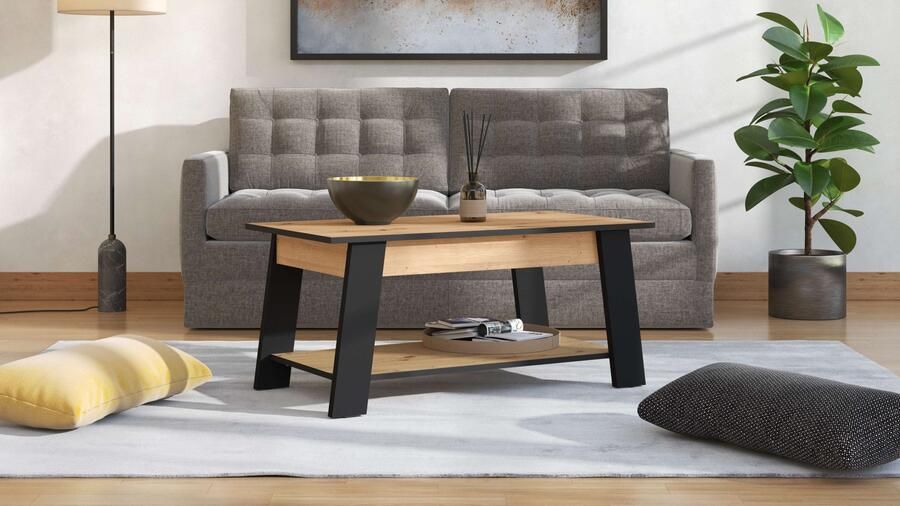 Home affaire Salontafel Piave salontafel 101 cm in trendy kleuren modern met plank rechthoekig artisan eik ideaal voor kleine ruimtes - Foto 6