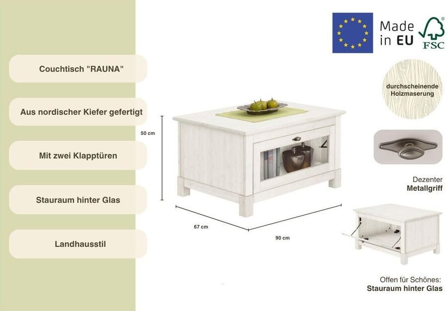 Home affaire Salontafel Rauna Breedte 90 cm.