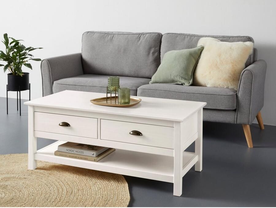 Home affaire Salontafel Schröder met 2 laden en 1 plank van massief grenenhout - Foto 3