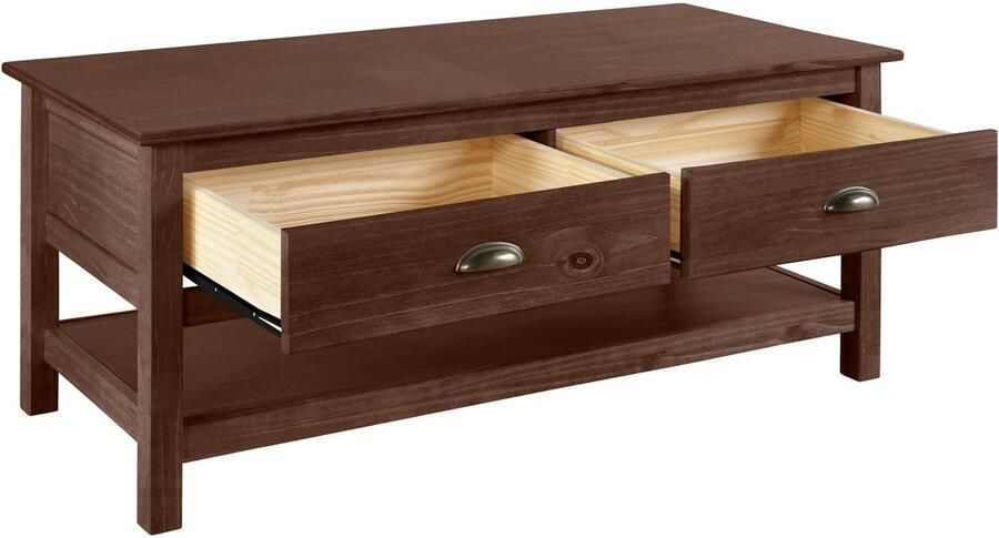 Home affaire Salontafel Schröder met 2 laden en 1 plank van massief grenenhout - Foto 5
