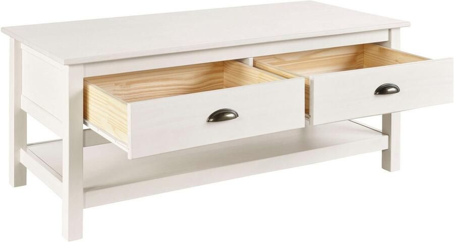 Home affaire Salontafel Schröder met 2 laden en 1 plank van massief grenenhout - Foto 5