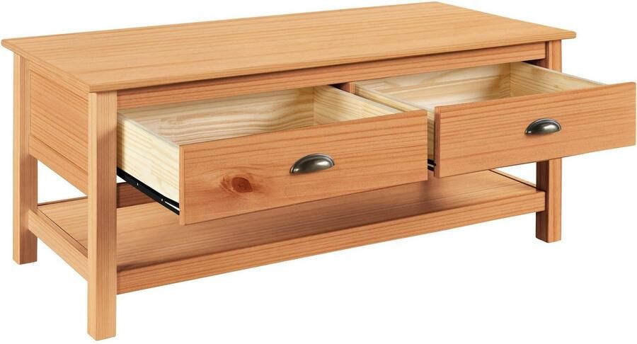 Home affaire Salontafel Schröder met 2 laden en 1 plank van massief grenenhout - Foto 5