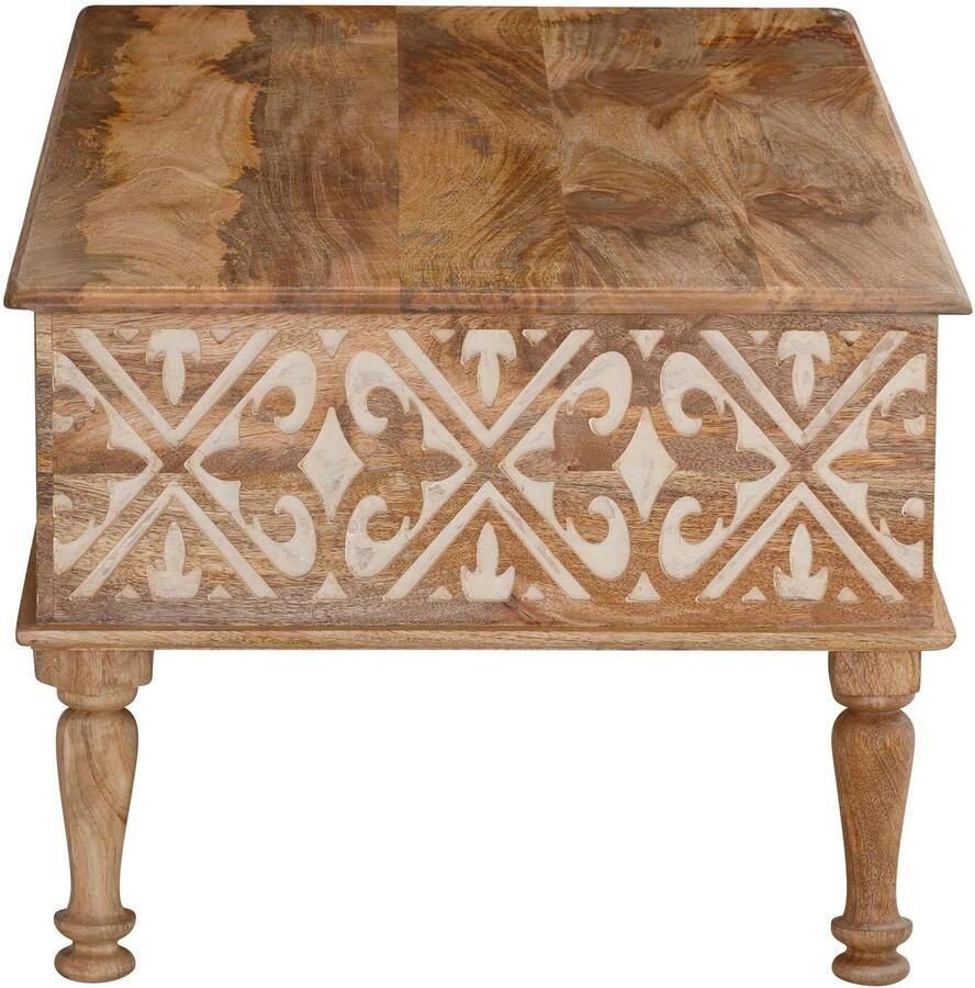 Home affaire Salontafel Spring van massief mangohout met gedetailleerde snijwerk breedte 120 cm