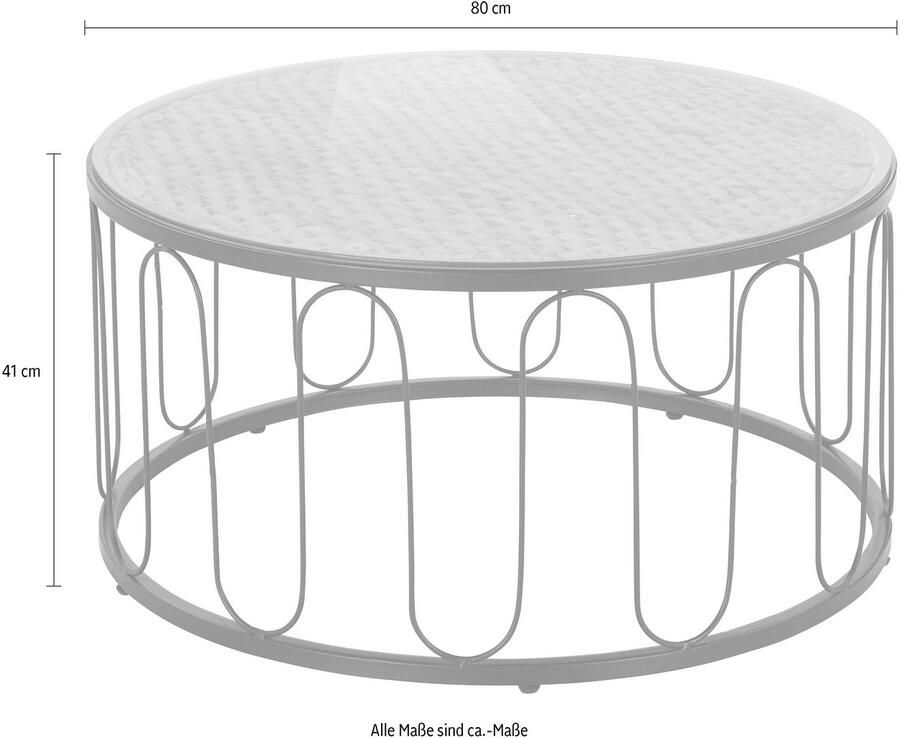 Home affaire Salontafel Sudbury gevlochten waterhyacint zwart metalen frame diameter 80 cm