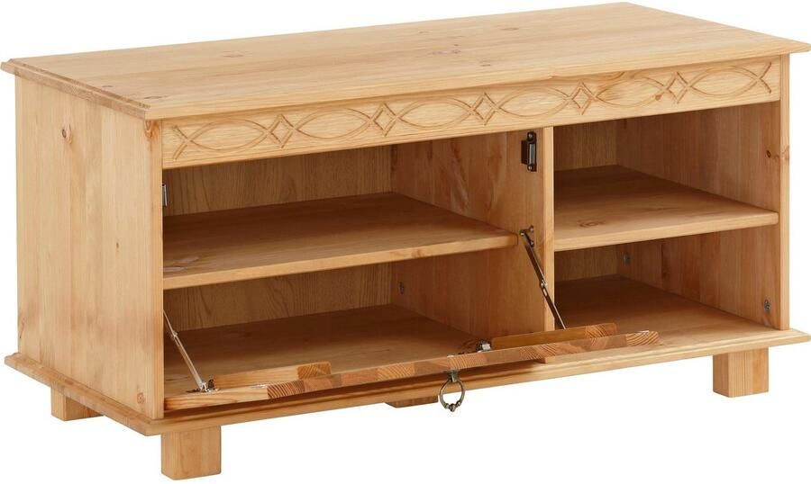 Home affaire Schoenenbank Indra van massief dennenhout fsc breedte 90 cm discreet ornament
