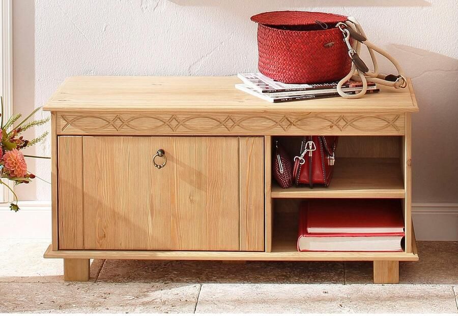 Home affaire Schoenenbank Indra van massief dennenhout fsc breedte 90 cm discreet ornament - Foto 4