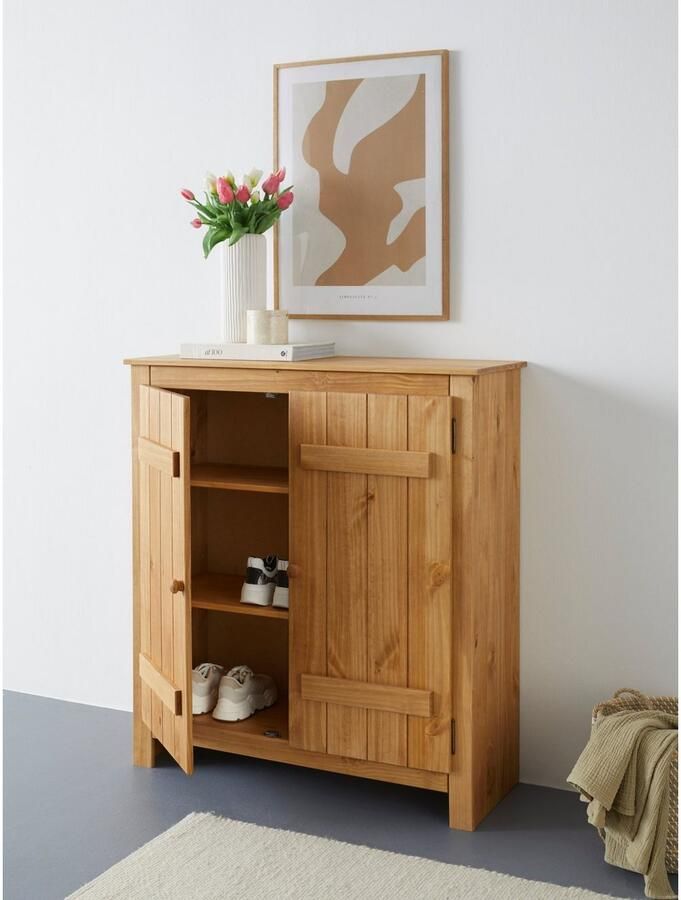 Home affaire Schoenenkast Bertram Massief hout 2 verstelbare planken magneetsluiting hoogte 110 cm - Foto 5