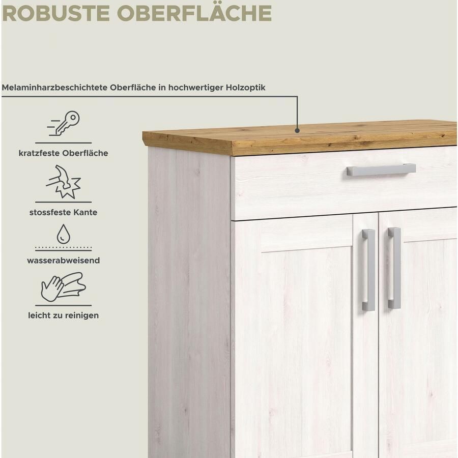 Home affaire Schoenenkast Cosenza Breedte 95 cm 2 Deuren 2 Planken 1 Lade 2-kleurig - Foto 2