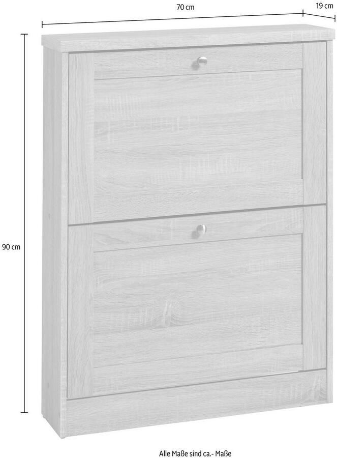 Home affaire Schoenenkast Erica Breedte 70 cm met 2 kleppen en facettenfront - Foto 2