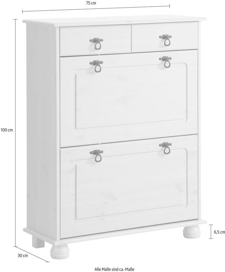 Home affaire Schoenenkast Finca van massief grenenhout hoogte 100 cm - Foto 3