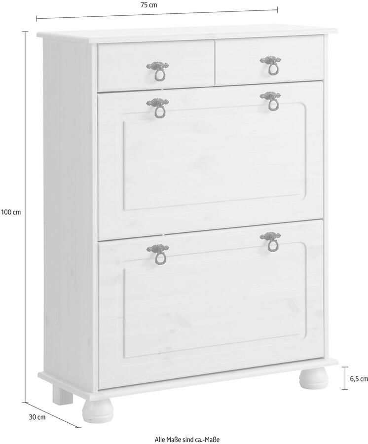 Home affaire Schoenenkast Finca van massief grenenhout hoogte 100 cm - Foto 2