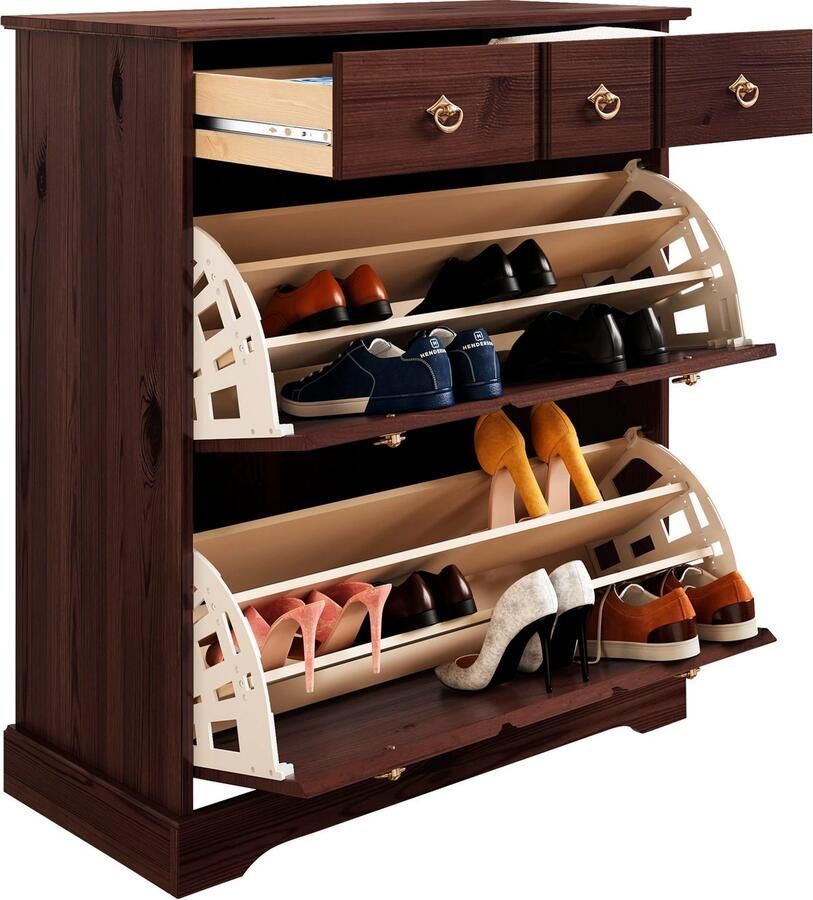 Home affaire Schoenenkast Klera van massief grenen fsc breedte 81 cm drievoudige schoenenhouder - Foto 2