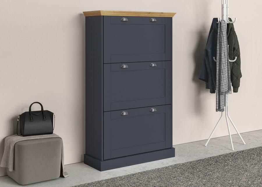 Home affaire Schoenenkast Motala met 3 kleppen plaats voor 18-20 paar schoenen breedte 80 cm hoogte 132 cm - Foto 4