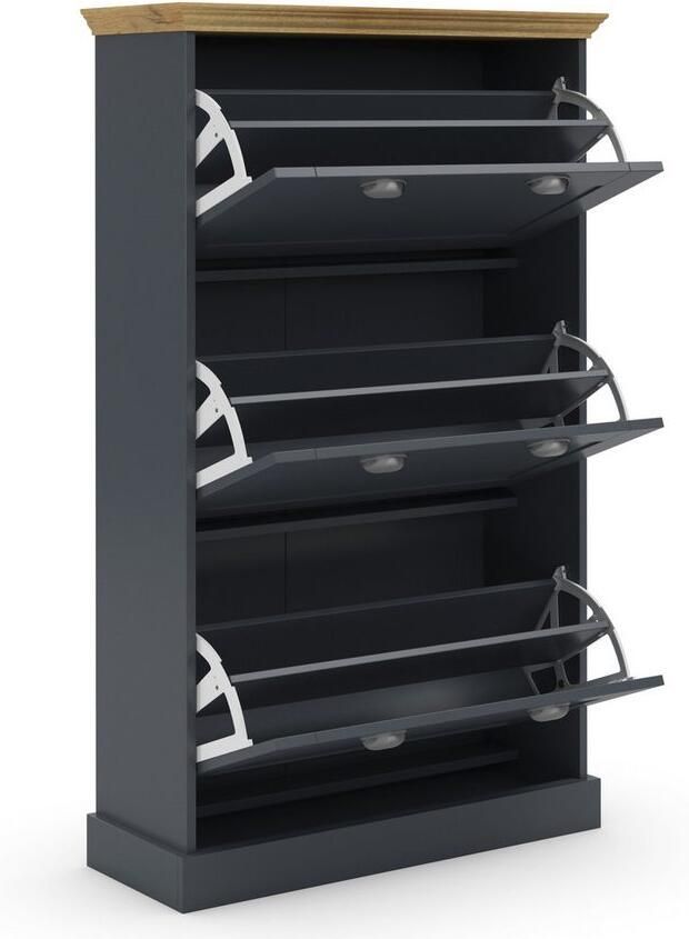 Home affaire Schoenenkast Motala met 3 kleppen plaats voor 18-20 paar schoenen breedte 80 cm hoogte 132 cm - Foto 3