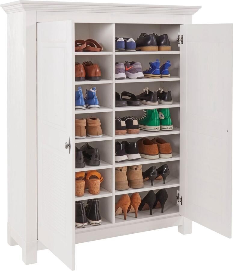 Home affaire Schoenenkast Rauna van massief grenen veel bergruimte