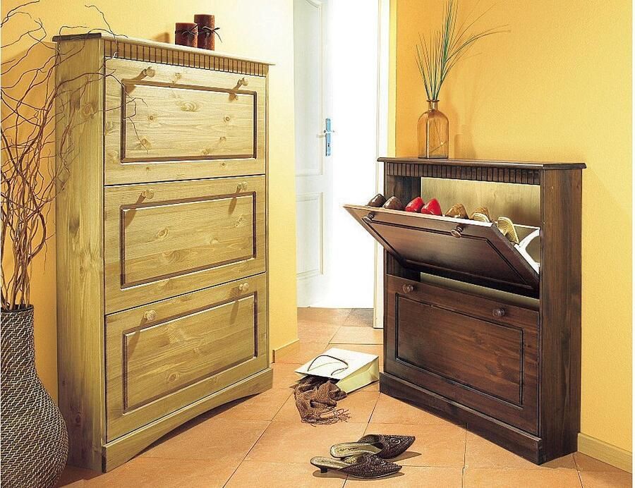 Home affaire Schoenenkast Rustiek met knoppen van massief grenen fsc -gecertificeerd cassette-look