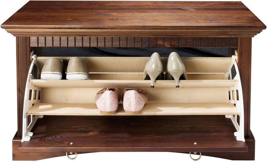 Home affaire Schoenenkist Rustiek van massief grenen zithoogte 49 cm in paneel-look - Foto 7