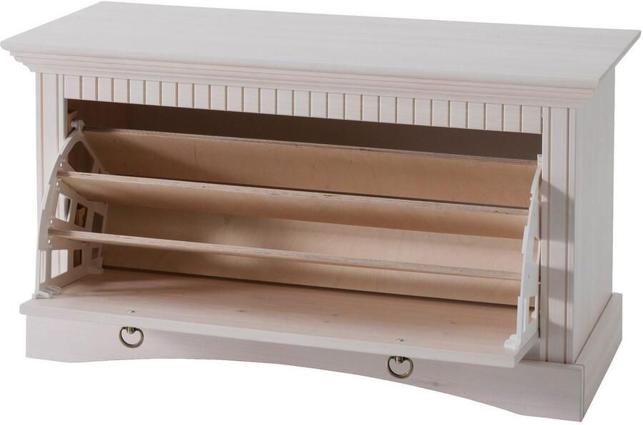 Home affaire Schoenenkist Rustiek van massief grenen zithoogte 49 cm in paneel-look - Foto 3