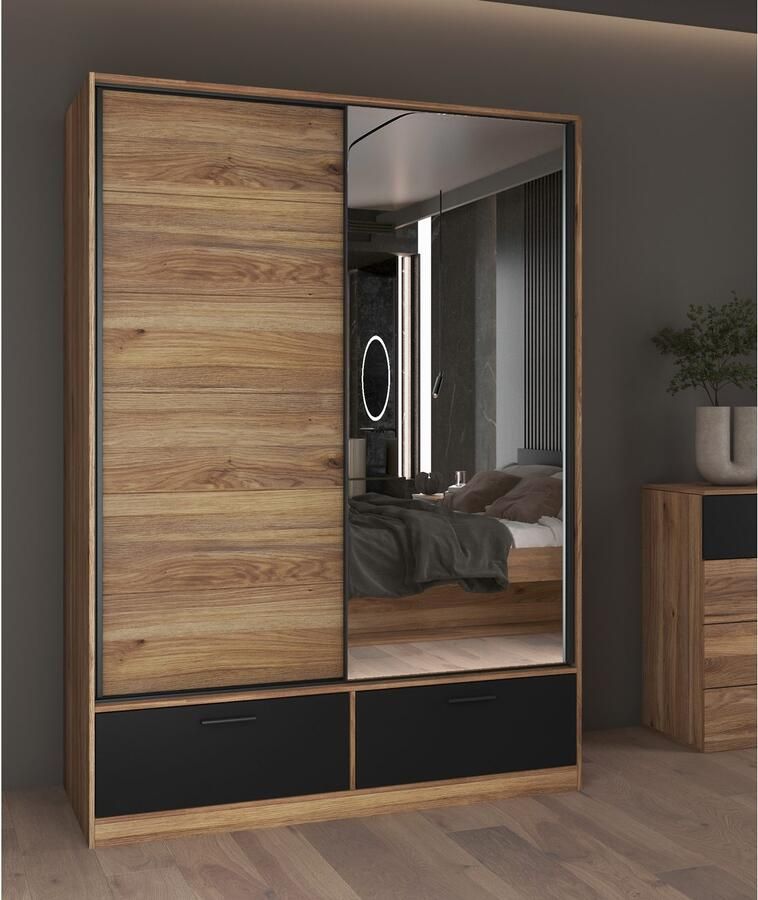 Home affaire Schuifdeurkast Faweza Breedte 200 cm Kledingkast incl. volledige binnenuitrusting