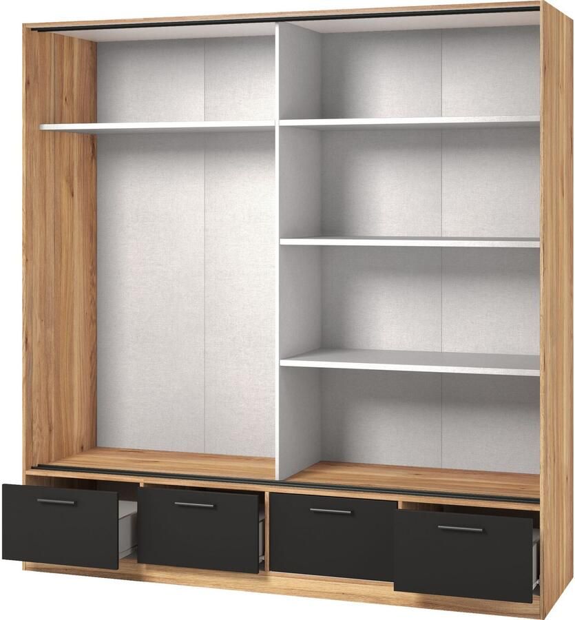 Home affaire Schuifdeurkast Faweza Breedte 200 cm Kledingkast incl. volledige binnenuitrusting