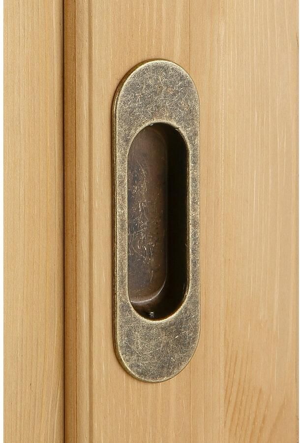 Home affaire Schuifdeurkast Konrad landelijke stijl rustiek met lades + spiegel kassettes massief dennenhout fsc -gecertificeerd messing handgrepen verschillende varianten - Foto 11