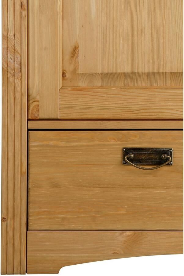 Home affaire Schuifdeurkast Konrad landelijke stijl rustiek met lades + spiegel kassettes massief dennenhout fsc -gecertificeerd messing handgrepen verschillende varianten - Foto 12