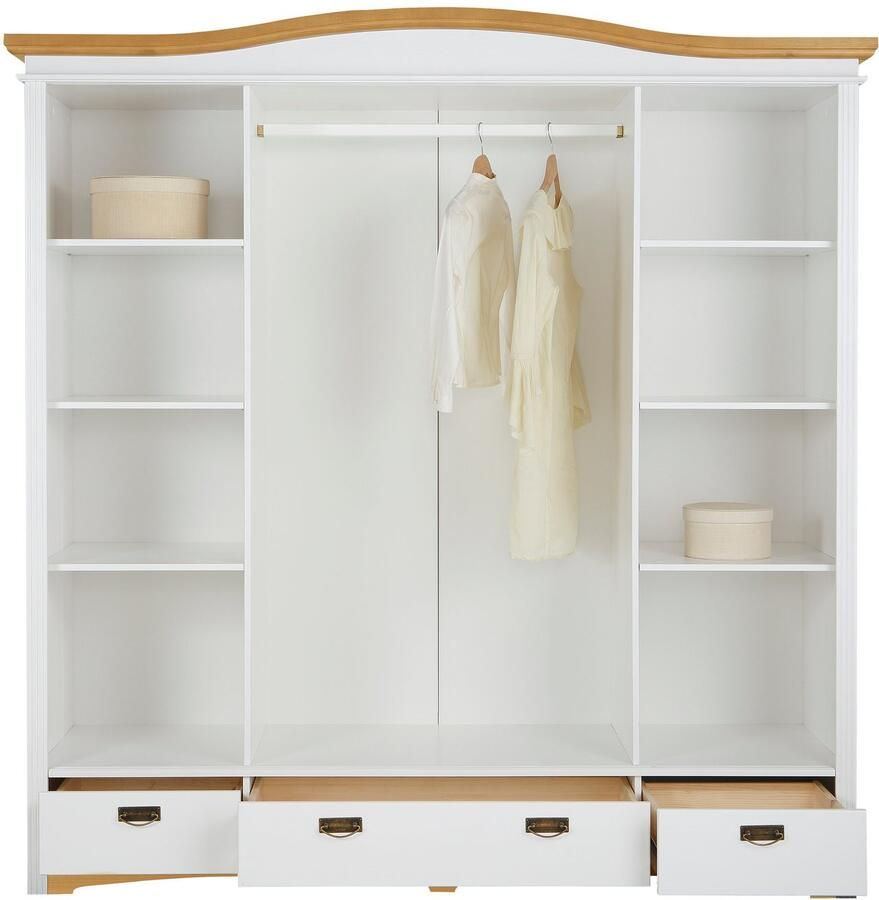 Home affaire Schuifdeurkast Konrad landelijke stijl rustiek met lades + spiegel kassettes massief dennenhout fsc -gecertificeerd messing handgrepen verschillende varianten - Foto 3