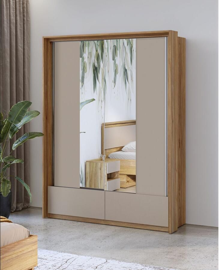 Home affaire Schuifdeurkast Wharton Breedte 159 of 209 cm Kledingkast incl. Binneninrichting