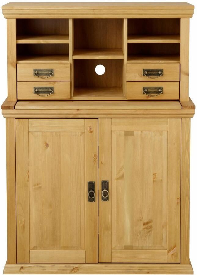 Home affaire Secretaire Konrad Bureau van massief hout met veel opbergruimte B89 x H122 cm