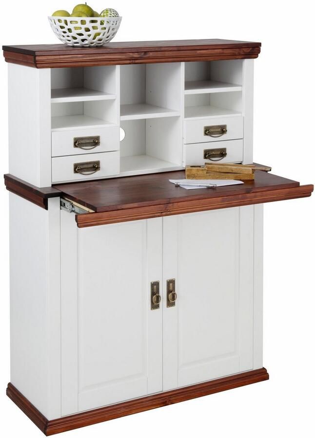 Home affaire Secretaire Konrad Bureau van massief hout met veel opbergruimte B89 x H122 cm - Foto 3