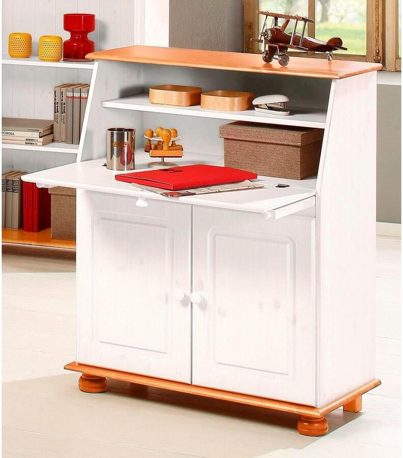 Home affaire Secretaire Mette bureau in landhuisstijl gemaakt van massief hout breedte 82 cm - Foto 3