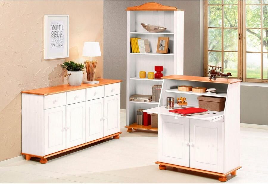 Home affaire Secretaire Mette bureau in landhuisstijl gemaakt van massief hout breedte 82 cm - Foto 6