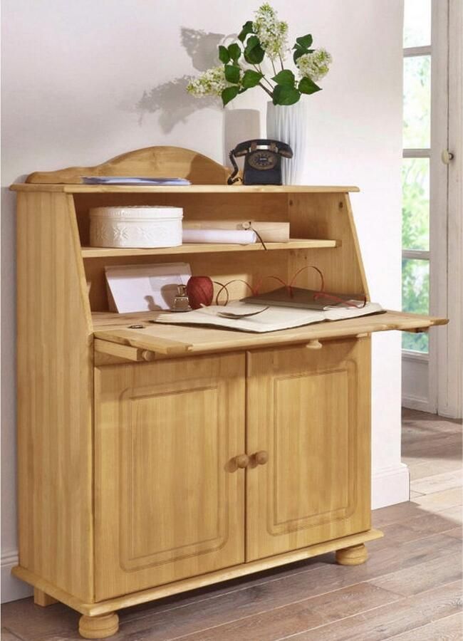 Home affaire Secretaire Mette bureau in landhuisstijl gemaakt van massief hout breedte 82 cm - Foto 6